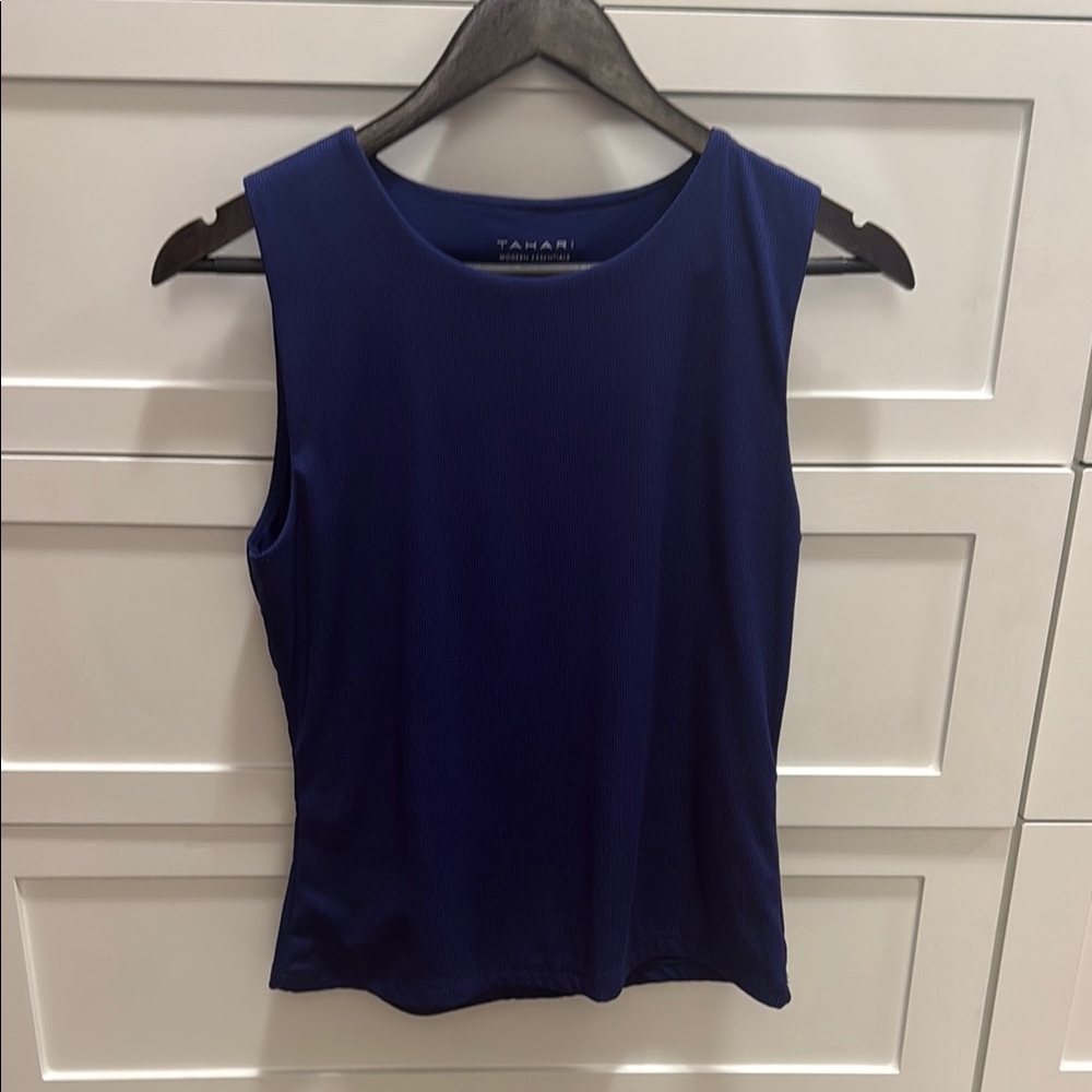 Tahari Blue Fitted Sleeveless Tank Top